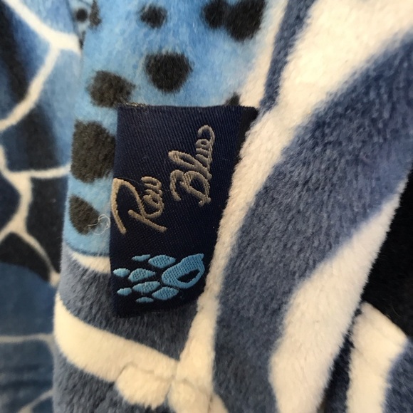 Raw Blue Rugged Wear Fleecey Shirt SzL Collar/Cuffs Animal Print Blue - Picture 8 of 10